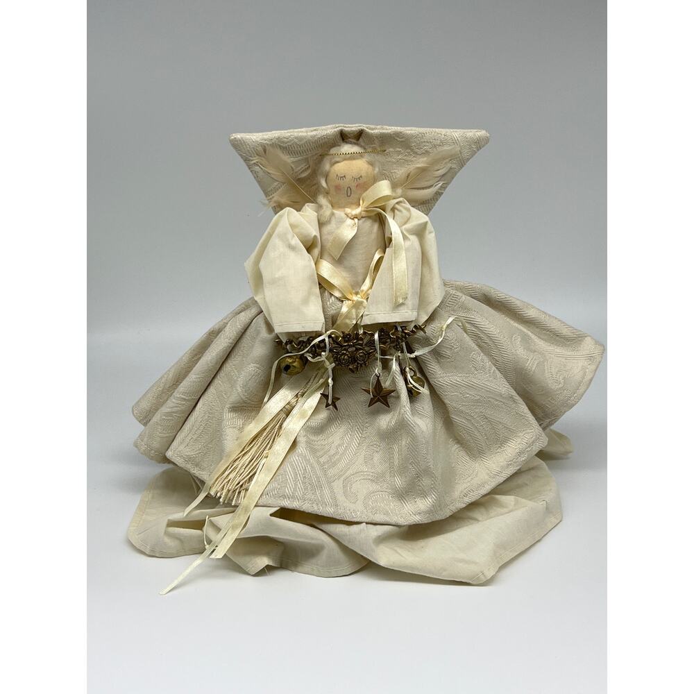 Vintage Handmade ANGEL TREE TOPPER Doll Signed H.C ACCENTS INC USA 1989 Folk Art